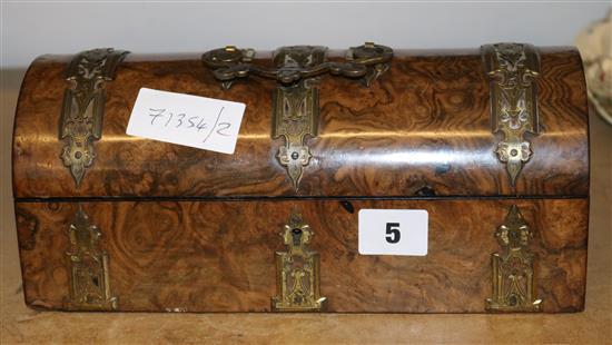 Brass mounted burr walnut casket